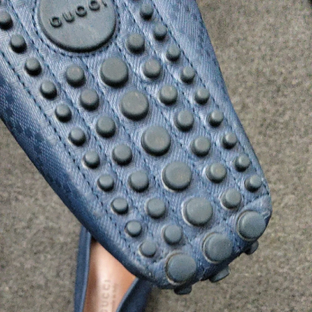 Gucci Men's Classic Blue Leather Driving Loafers